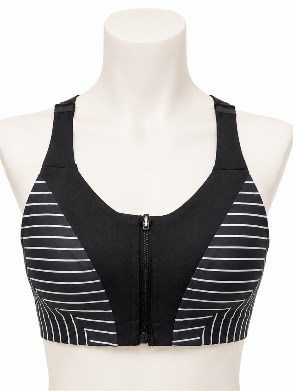 Victoria’s Secret Women's Front-Zip High Support Sports Bra - Black/White